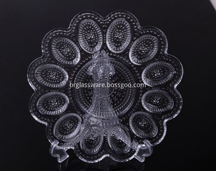 Glass deviled egg plate