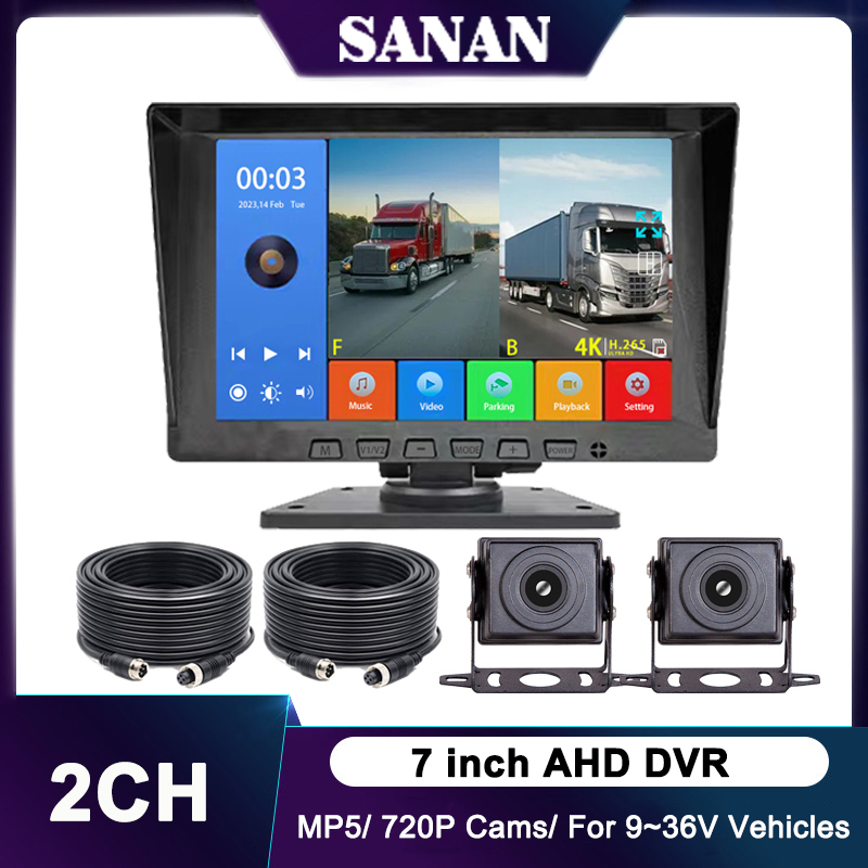 7 inch 2 channel Car Monitor system voice control with Starlight Night Vision camera