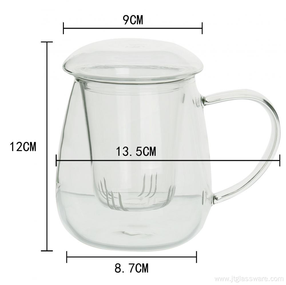 Tea Mug Glass Tea Mug with Filter and Lid Cups