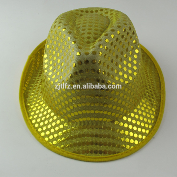 Hot sale fashion yellow paillette party hat cap and hat