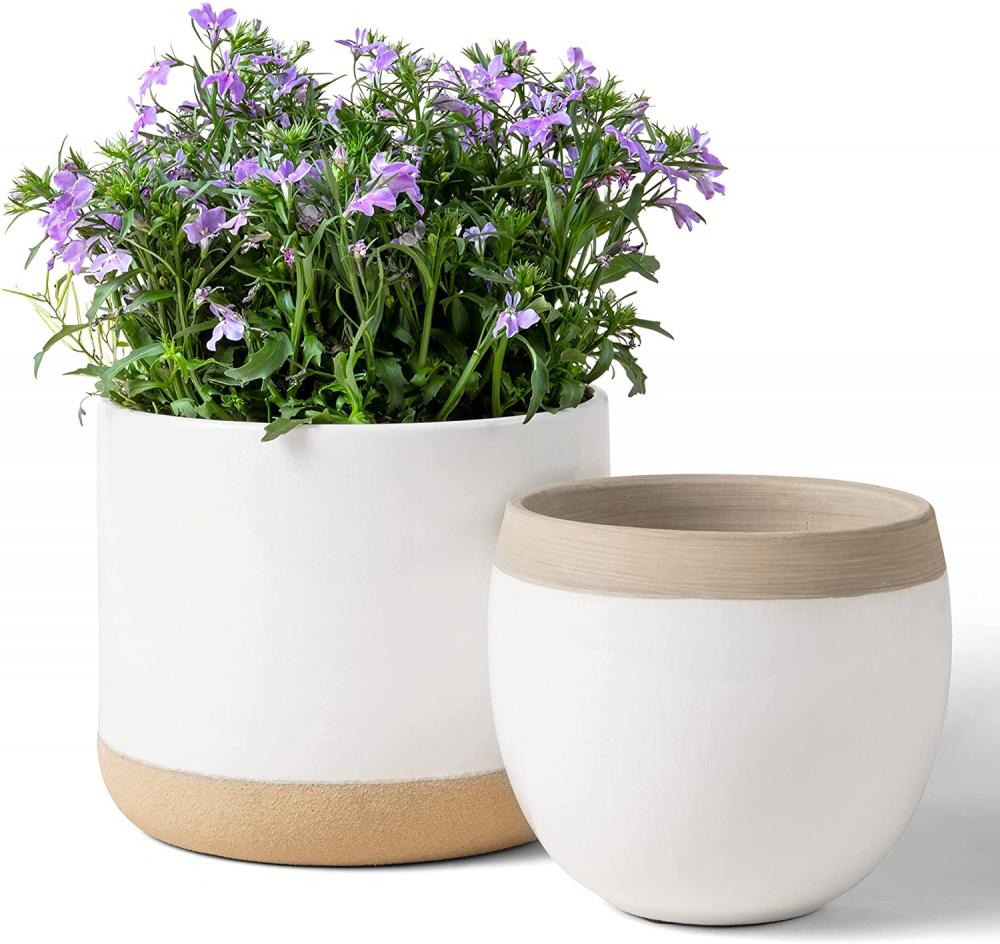 Beige Ceramic Flower Containers