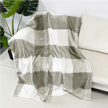 Custom Wholesale Plush Coral Fleece Plaid Blanket