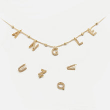 Fashion DIY Zircon Necklace with Personalized Name Pendant