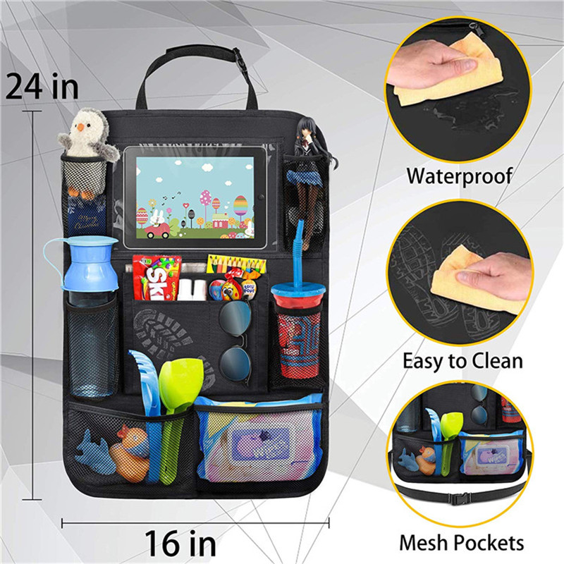 Oxford Fabric Material OEM Touch Screen Tablet Holder Kids Backseat Car Pocket Organizer