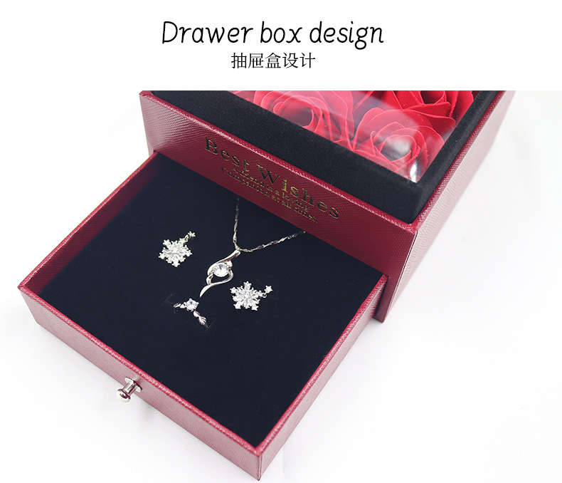 Dry flower I love you earring necklace ring packaging box bag card mom flower box for gift