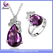 Big purple zircon ring ,pendant gold plated china wholesale 925 silver jewelry set (KFVRS005)