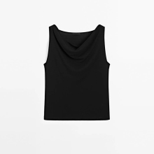 Women's elegant pleated collar sleeveless top vest T-shirt