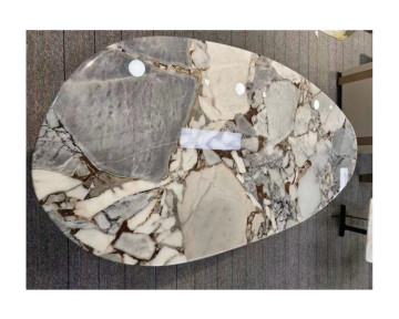 Oval Stone Table Natural Marble Plinth Side Table