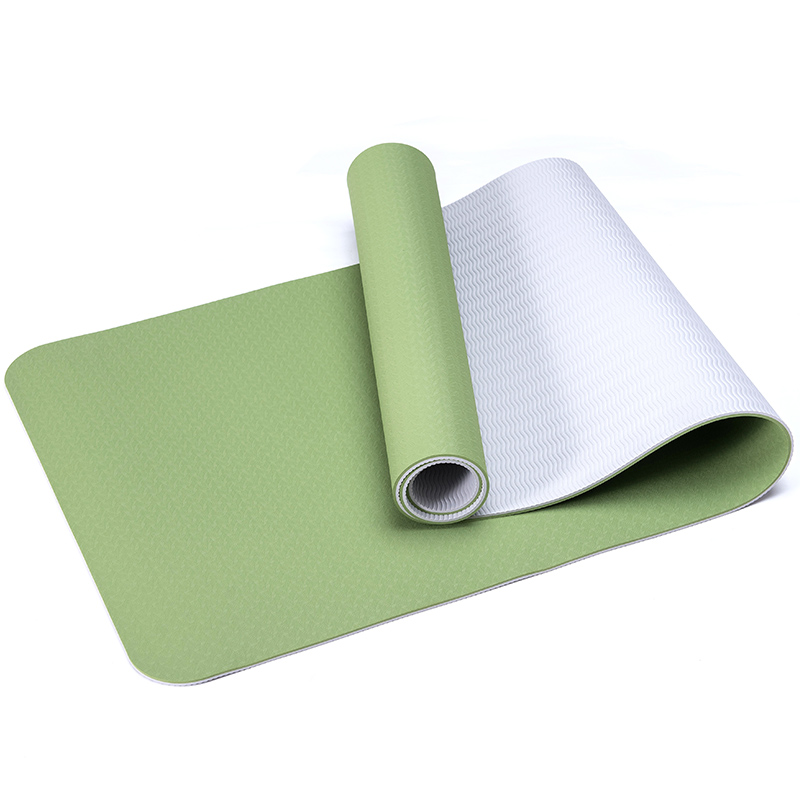 Custom tpe non-toxic non-slip durable Yoga Mat durable/latex-free non-skid exercise fitness green
