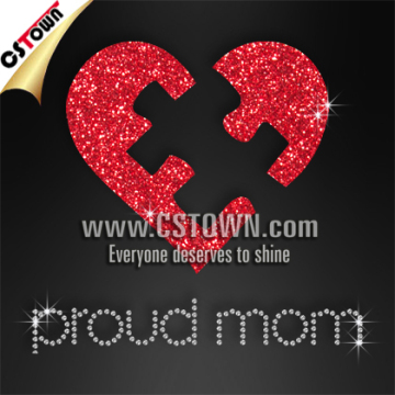 Proud mom hotfix rhinestone motif design