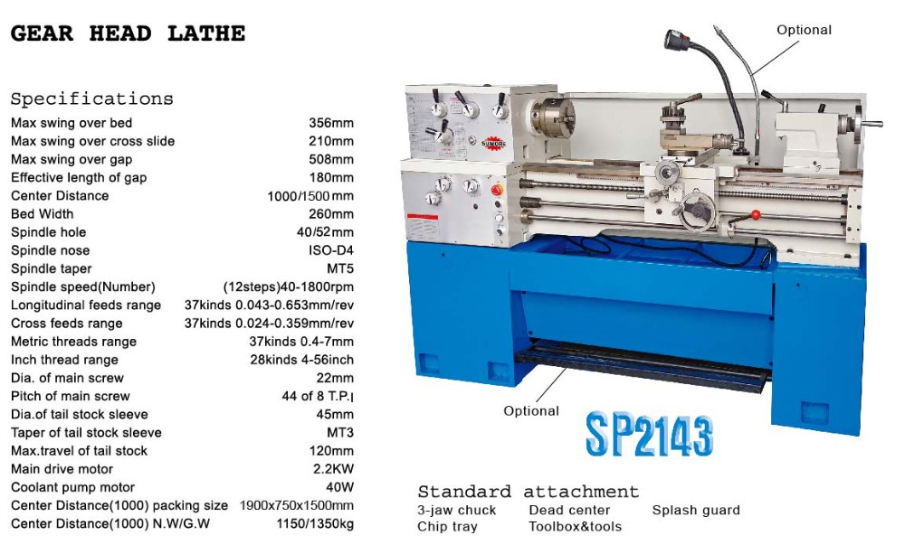 digital readout lathe machine SP2143 for metal