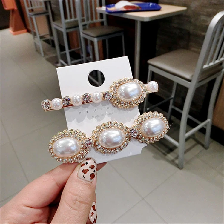 2018 New Wholesale Promotion Gift Girls Customise Fashion Hair Jewellery Accessories Hair Pin Leopard Crystal Flower Pearl Hairclip for Women