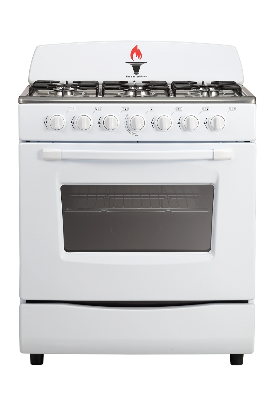 stainless steel 6-burner gas stove with oven