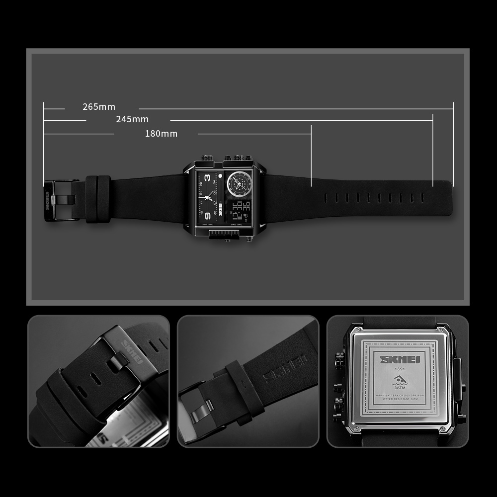 Silver digital wrist watches genuine leather reloj hombre large square dial custom watch bezel