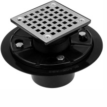 Jutye Shower ABS Floor Drain Base, Brushed Nickel Square Drain Kit