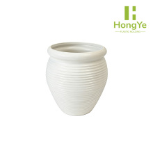 White-Striped Round-Bottomed Flower Pot