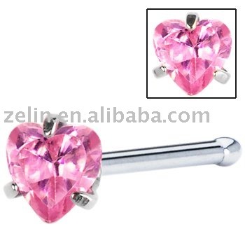 crystal heart zircon nose bone nose rings body piercing jewelry