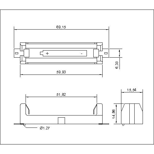 Coin Cell Holders For One Li-ion 18650 SMT With Post BT-M-G0-R-18650-1