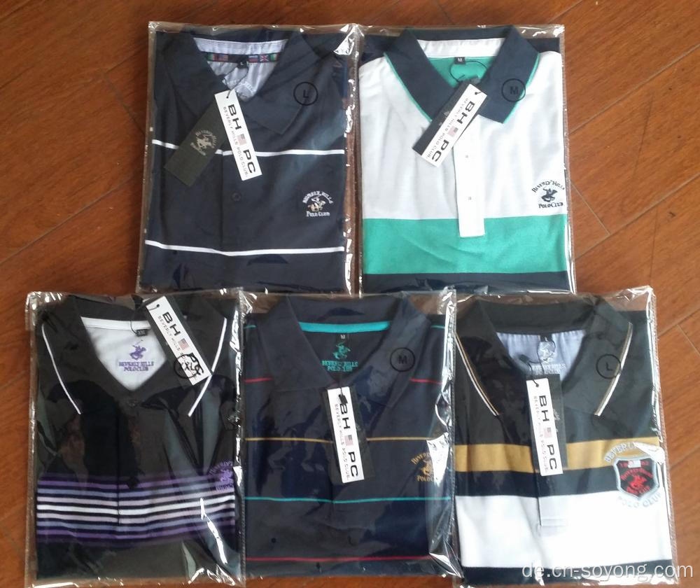 Herren T / C Garn gefärbte positionierte Streifen Polo-Shirts