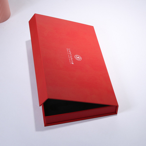 Custom Red Magnetic Box with Black Paper Sleeve