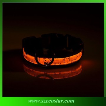 Hot selling led embroidered pet collar with bell