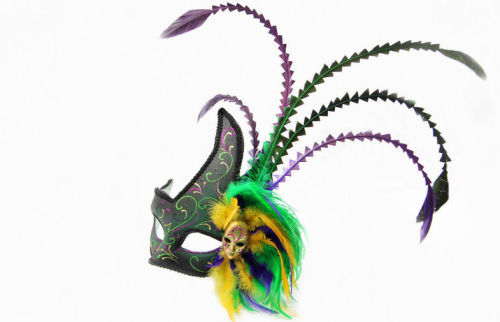 Mini Green Colombina Feather Masquerade Masks For Masquerade Balls