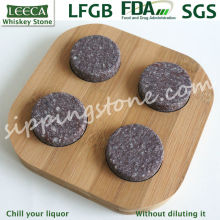 Red round porphyry whiskey stone | whisky chilling stone | whisky disk