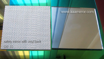 China 4mm vinyl backed mirror, safety mirror with vinyl backing, float mirror glass with ISO, CE