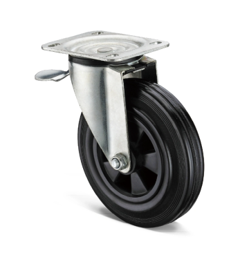 Black rubber heavy duty casters