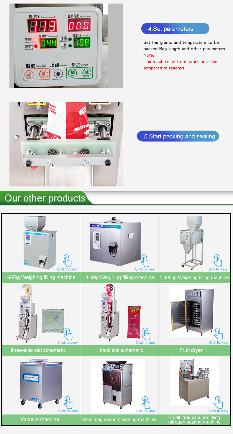 Automatic granule powder and packing machine,chilli powder bag packing machines