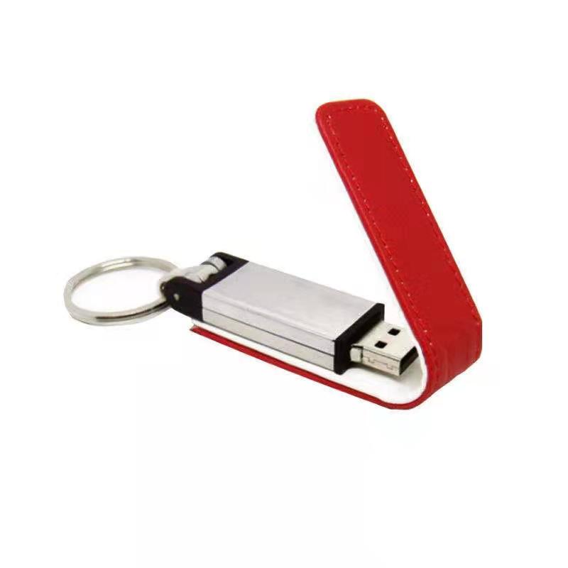 Customizable leather USB Flash Drive with keychain