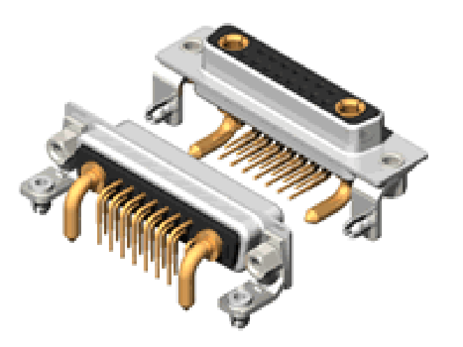 Conector en ángulo recto hembra D-Sub 17W2 con tornillos