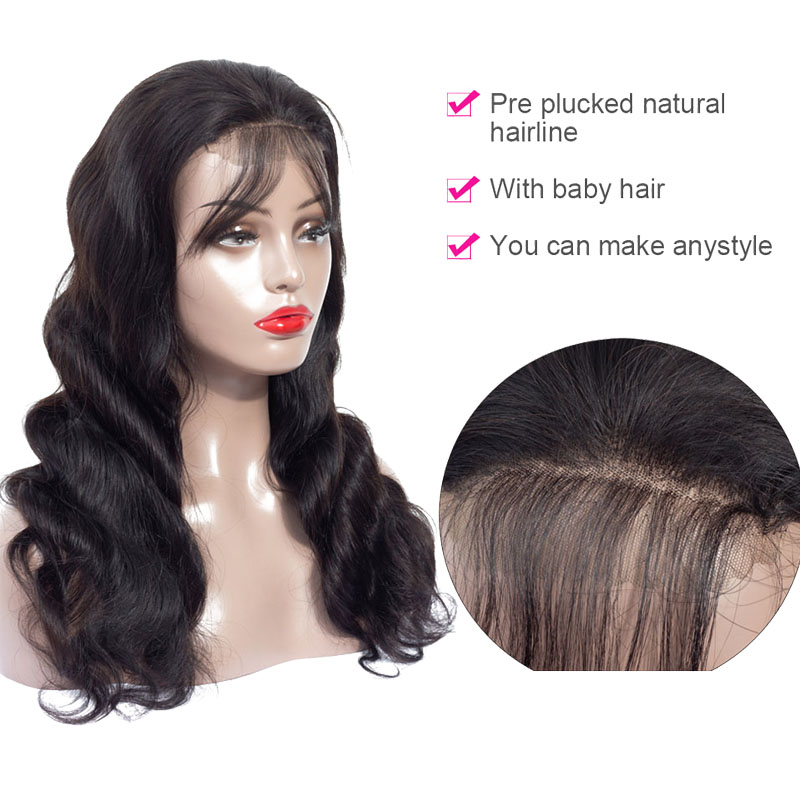 Wavy Brazilian Virgin Human Hair Full Lace Wig With Natural Hairline for Black women