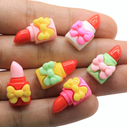 100 Stück süße Lippenstift Harz Handwerk Kawaii Bowknot Flatback Cabochon Appliques Scrapbooking DIY Zubehör Handyhülle Zubehör