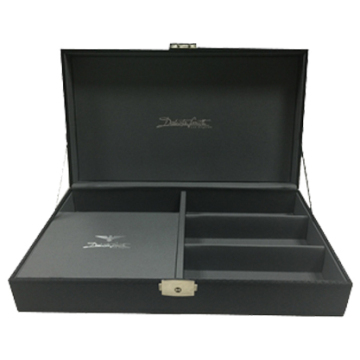 Black leather wine bottle watch gift boxes