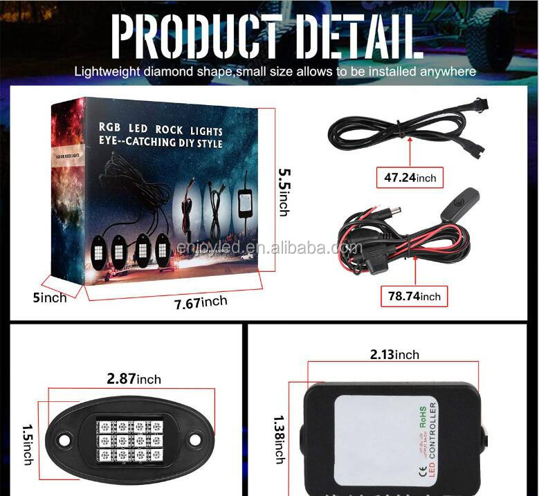 Factory One for eight led car atmosphere lamp waterproof IP68 BT APP remote control music car chassis lamp