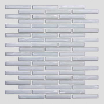 White Art Strip Mosaic Glass Round Edge Craft