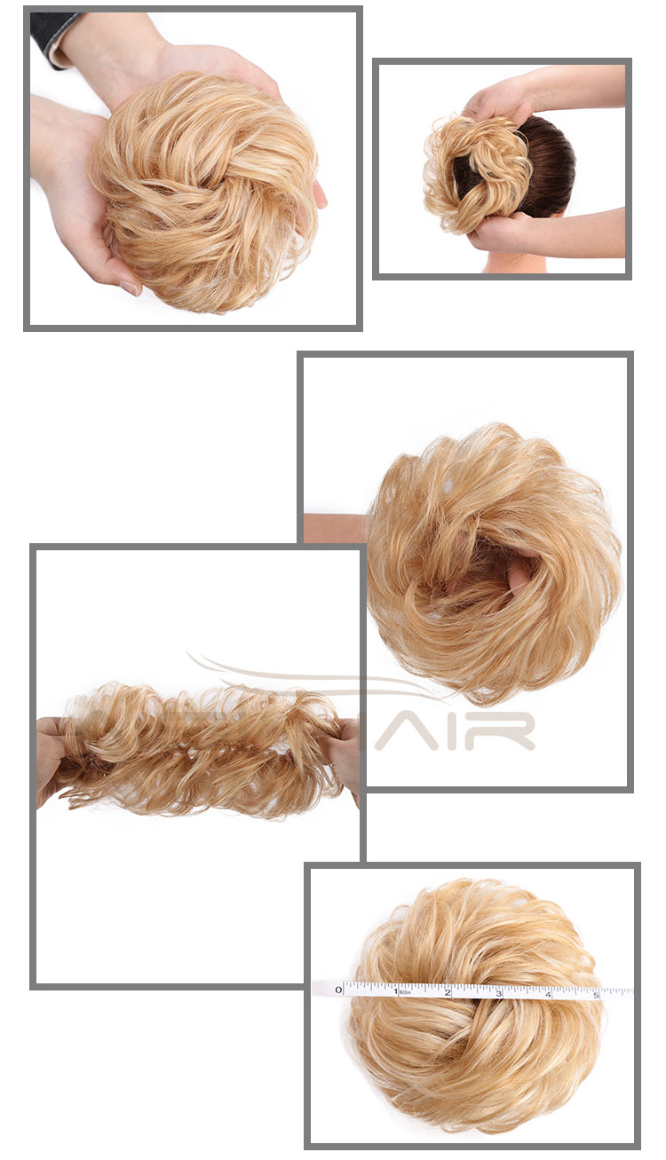 Aisi Hair Brazilian Human Hair Curly Blonde Chignon Bun Elastic Rope Rubber Band Hairpiece Clip In Extension For Black Women