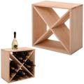 Wooden Wine Rack Tabletop Storage Cube Champagne Stack