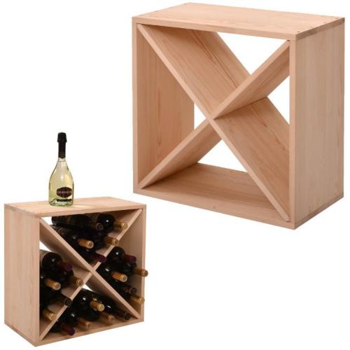 Wooden Wine Rack Tabletop Storage Cube Champagne Stack