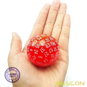Bescon Glowing Polyhedral 100 Sides Dice Cerise Red, Luminous D100 Dice, 100 Sided Cube, Glow in Dark D100 Game Dice