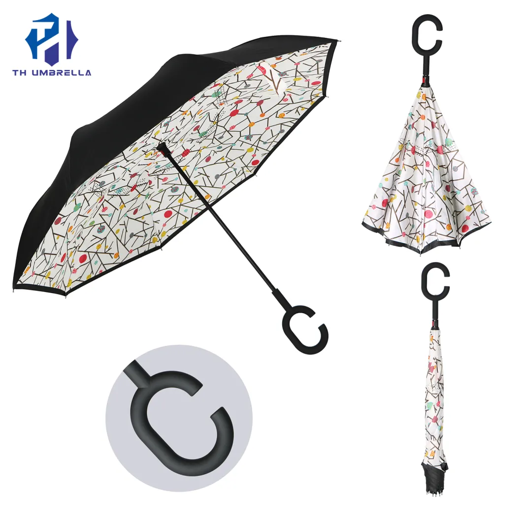 Promotion Windproof Inverted Umbrella with C-Handle