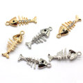 Gouden Argyric Kleuren Visgraten Charms Zee Dier Legering Strass Skelet Diy Craft Hanger Ketting Decor