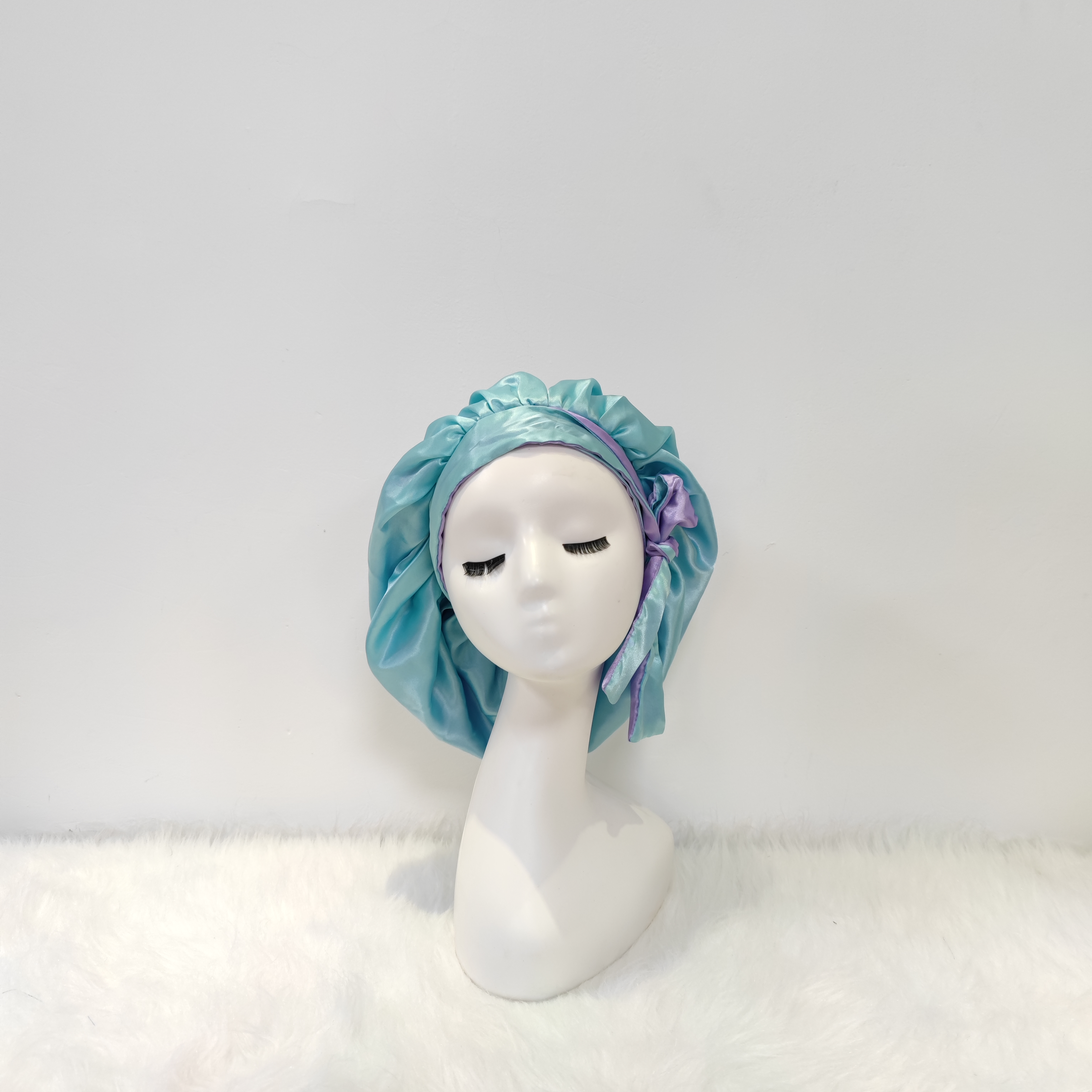 Low MOQ Private Label Sleep Bonnet Custom Hair Silk Satin Bonnets With Logo Stain Head Wrap