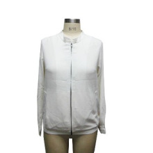 MANDARIN COLLAR ZIP FRONTCREPE JKT