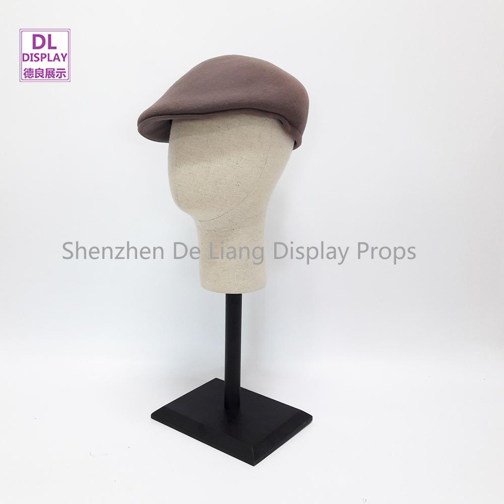 NEW DL170721 Grey linen fabric egg head mannequin for window display hat sunglass fabric torso with black wooden square bases