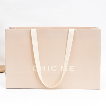 Pink Color Print Coated Gift Paper Bag