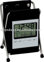 Leather Penholder LCD calendar clock
