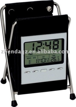 Leather Penholder LCD calendar clock