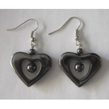 Boucle d&#39;oreille coeur hématite